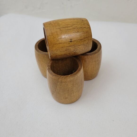 Natural Wood Napkin Rings Set - Picture 2 of 4